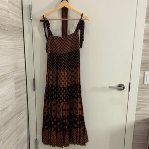 Zimmermann Brown and Black Polka Dot Maxi Dress
